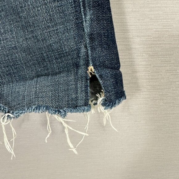 7 For All Mankind Jean Shorts Womens 27 Flynt Blue Cotton Stretch  Raw Hems - Picture 2 of 12